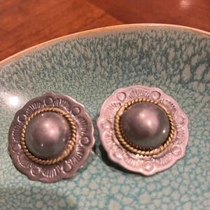 Sterling Vintage Clip On Engraved Earrings Stunning